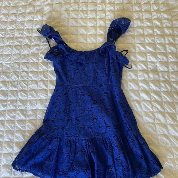 Lulus blue biscay crochet babydoll mini dress - Picture 6 of 11